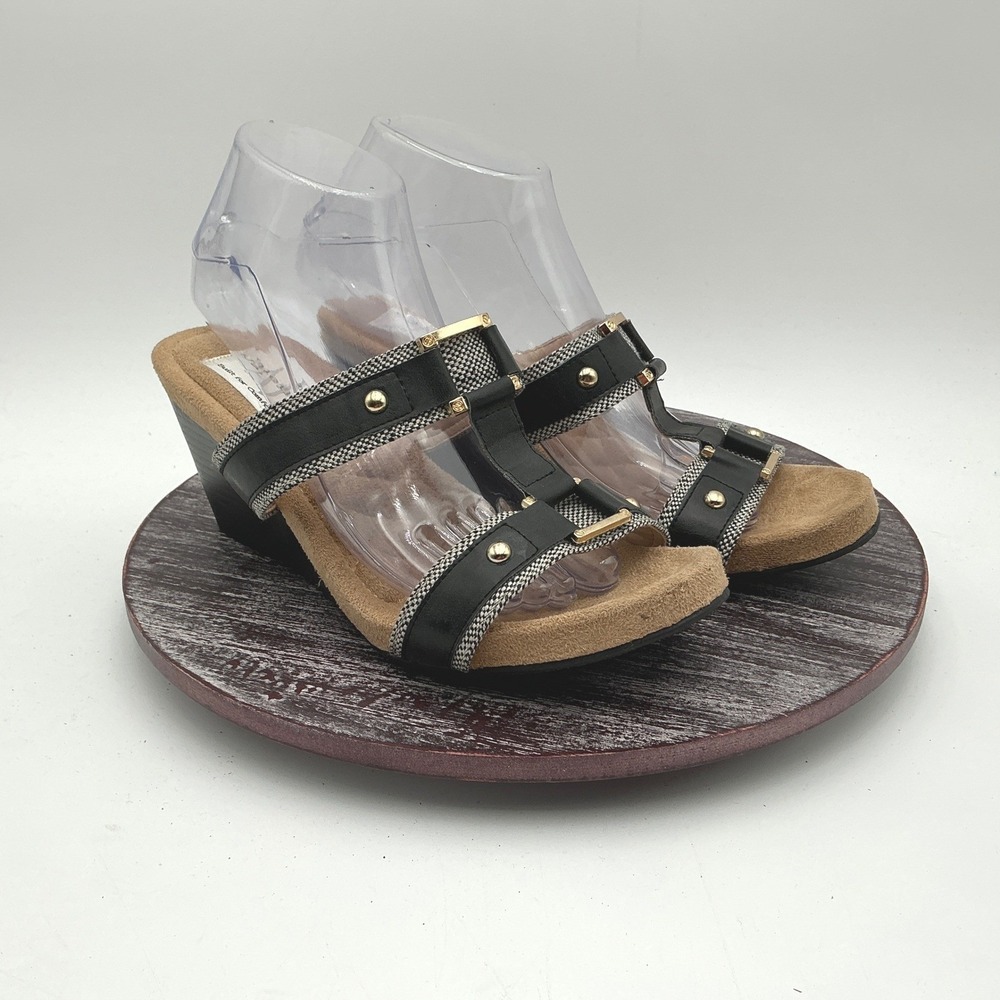 Valenci AJ Sandals Womens 9.5 Wide T Strap Wedge Comfort Slides Open Toe Shoes